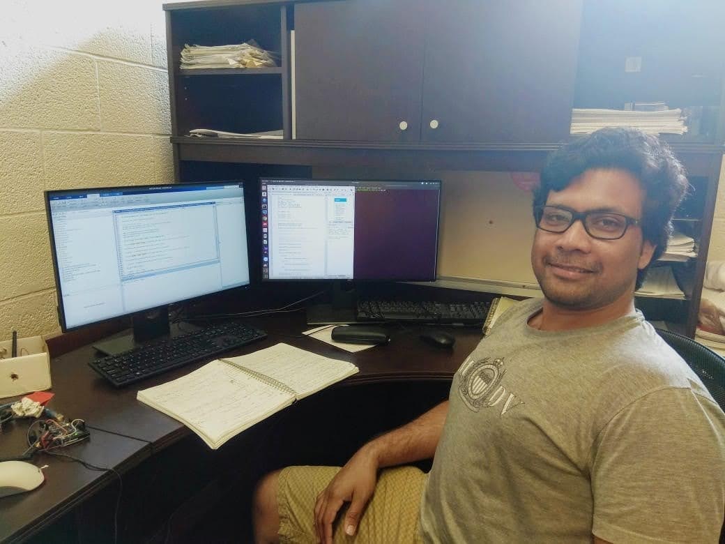 Ninad Gaikwad working at a research workstation